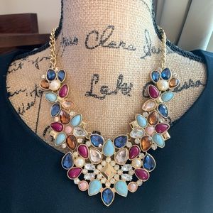 Taramanda Multicolor Gem Stones Statement Necklace